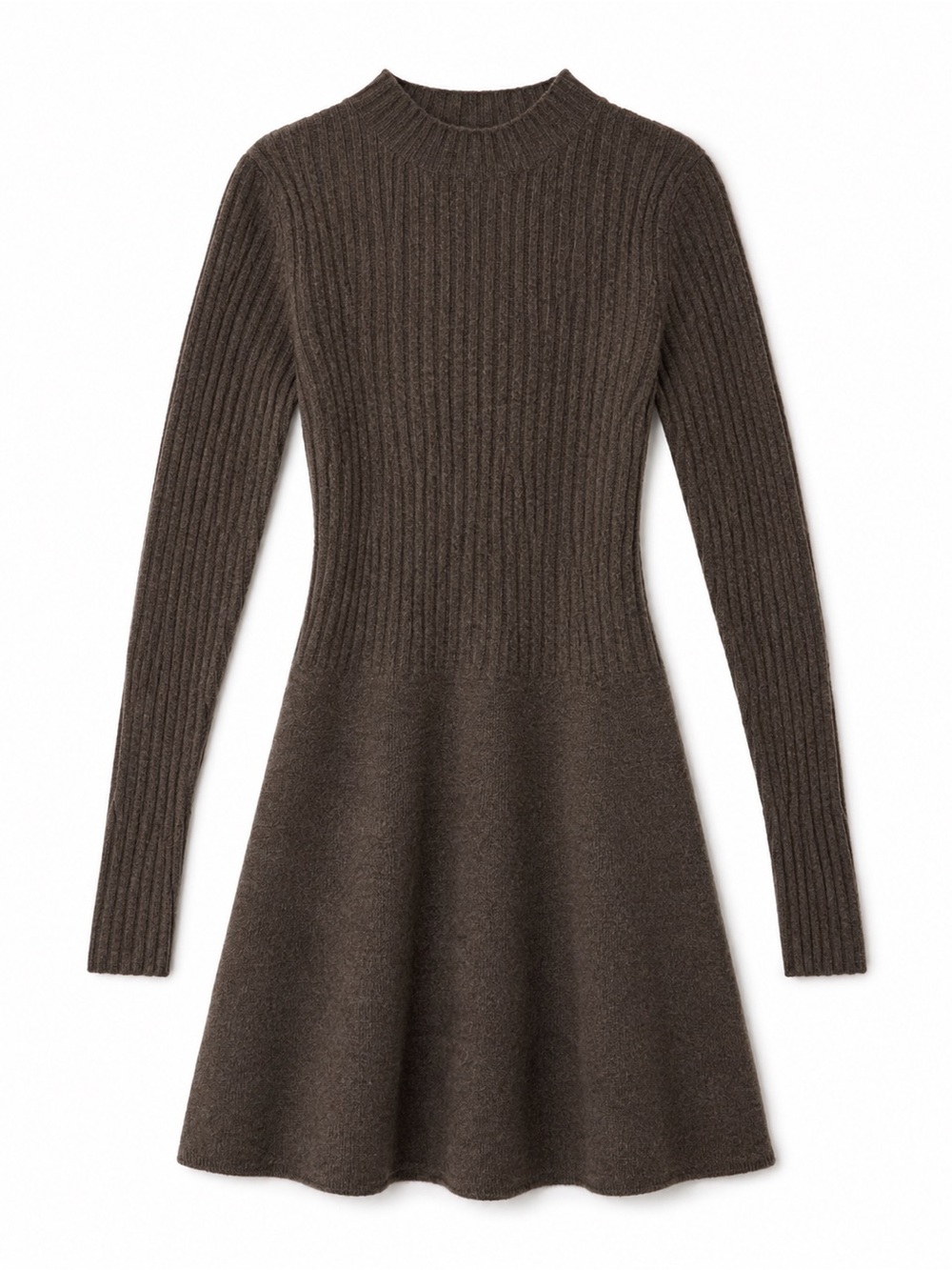 Aqua 100% Cashmere Ribbed Knit Mini Sweater Dress